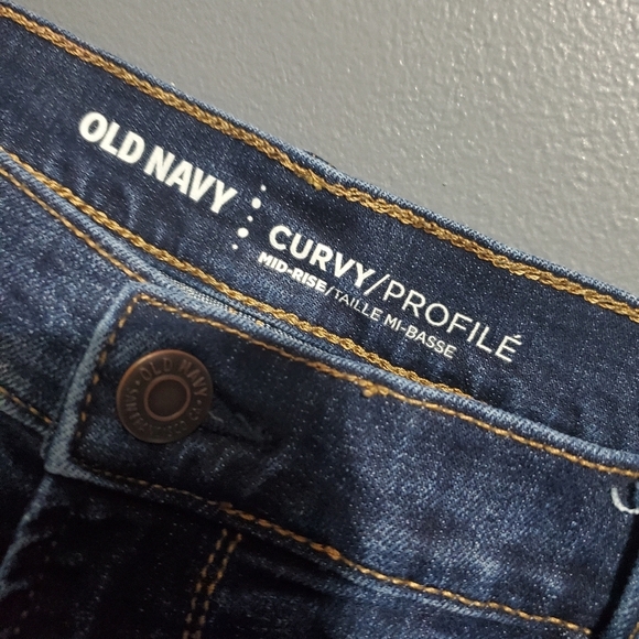 Old Navy Curvy Mid Rise Dark Wash Womens Jeans Size 16 Tall - Picture 6 of 7
